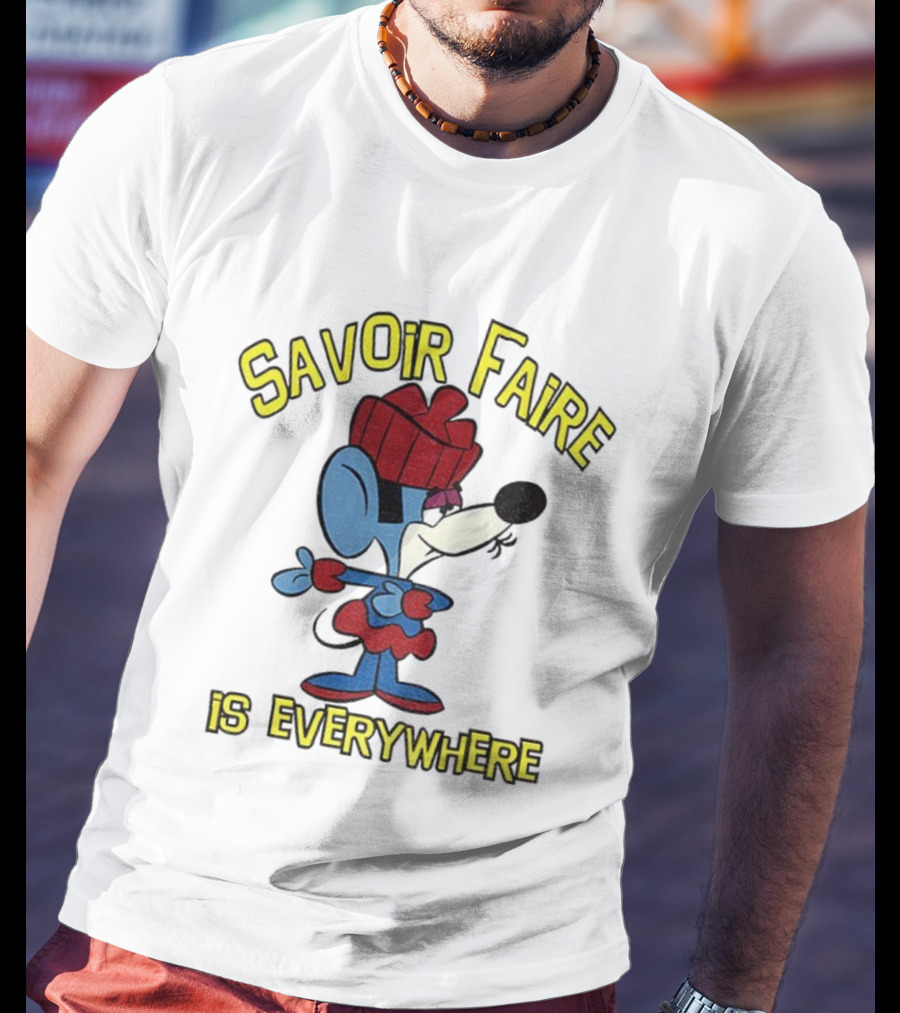 Savoir Faire Is Everywhere Cartoon Mouse In Red Outfit T-Shirt