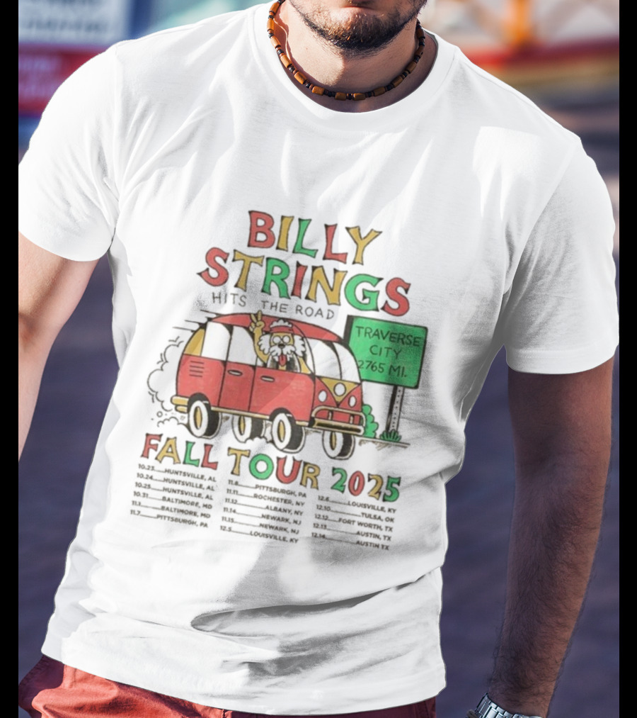 Billy Strings Hits The Road Fall Tour 2025 Traverse City Van 2765 MI T-Shirt
