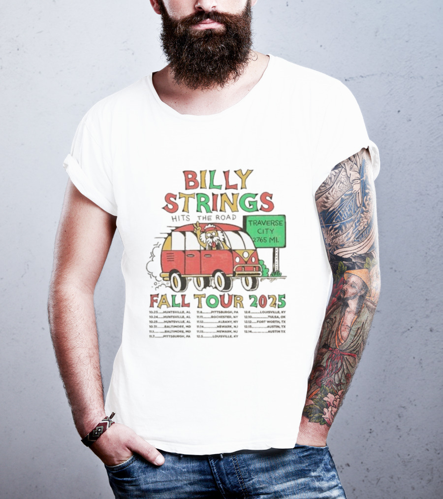 Billy Strings Hits The Road Fall Tour 2025 Traverse City Van 2765 MI T-Shirt