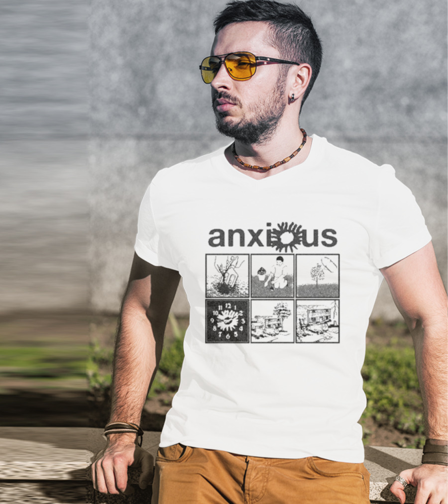 Anxious Van Comic Anxiety Panel Flower Sun Panels T-Shirt