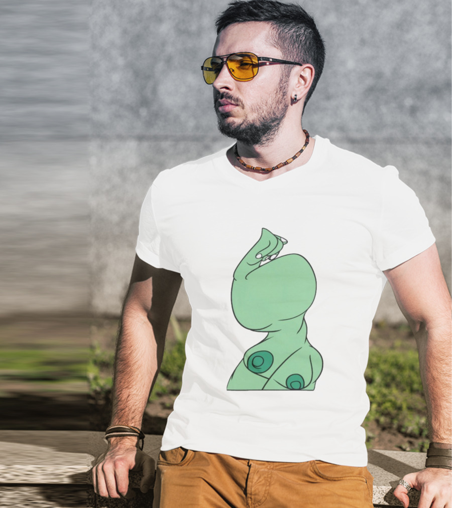 Bicep Flexing Cartoon Figure With Green Color Theme Pasadena T-Shirt