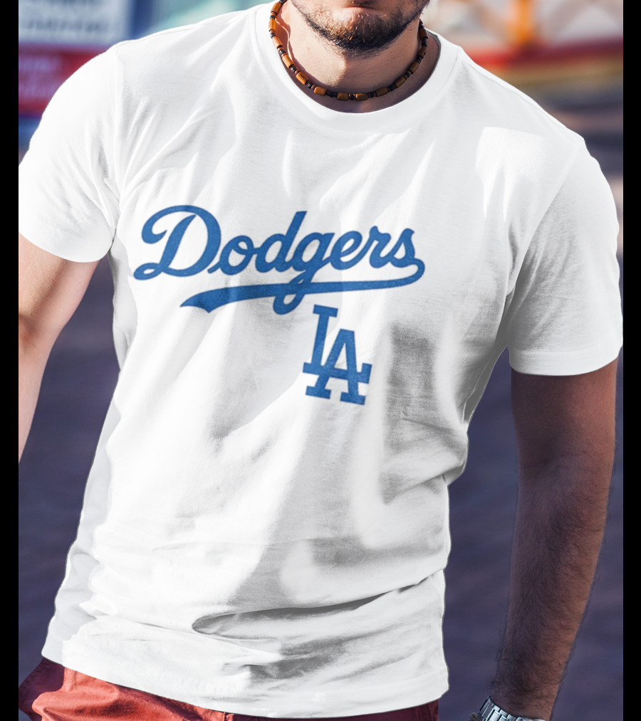 Dodgers LA Vintage Blue Script Team Emblem T-Shirt