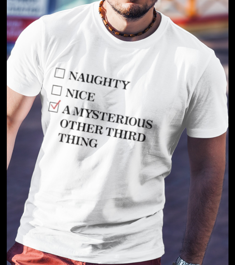 Naughty Nice A Mysterious Other Third Thing Checked Box T-Shirt