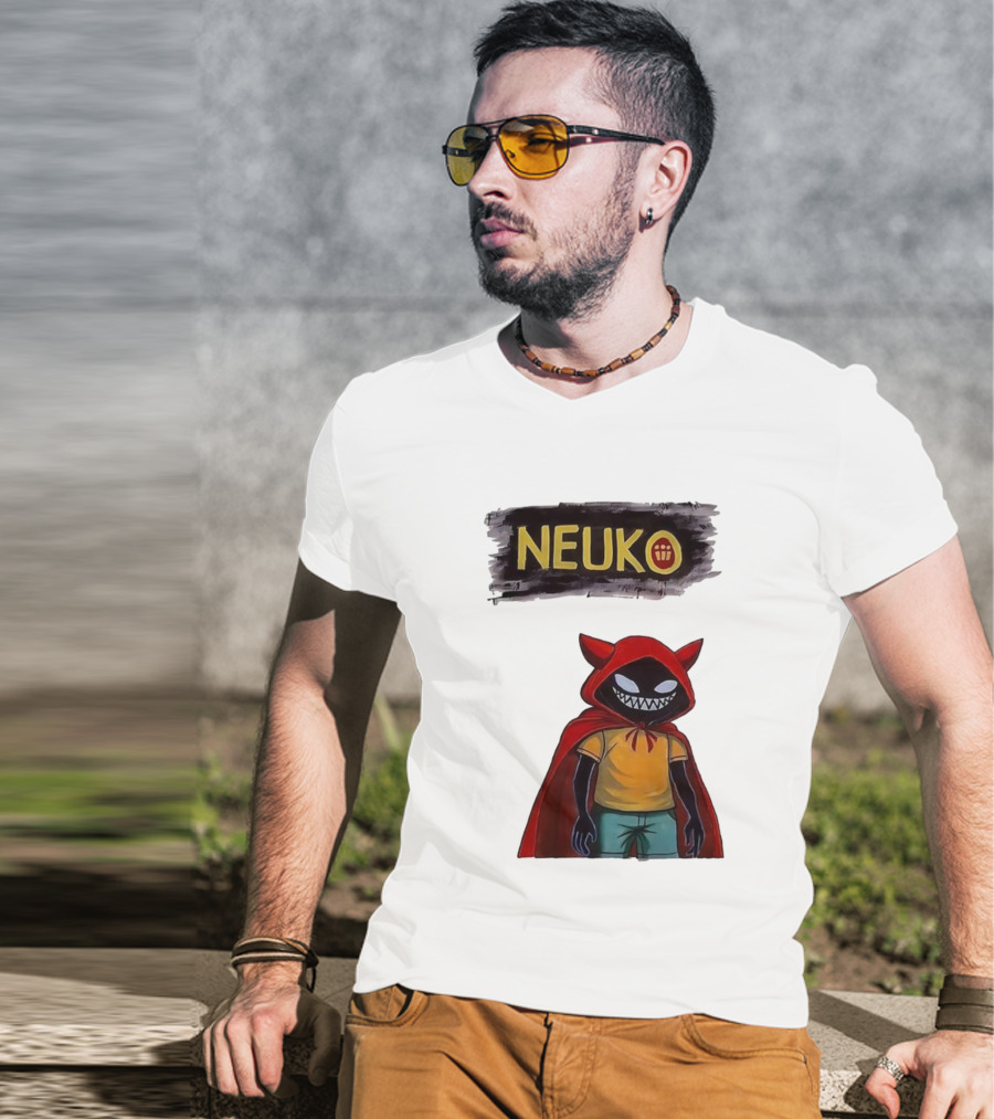 Neuko Evilhood Red Cloak Character With Mischievous Grin T-Shirt