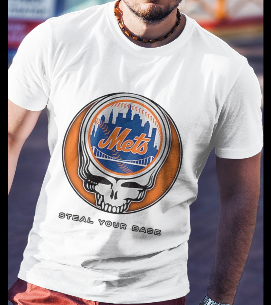 New York Mets Grateful Dead Steal Your Base MLB Skull T-Shirt