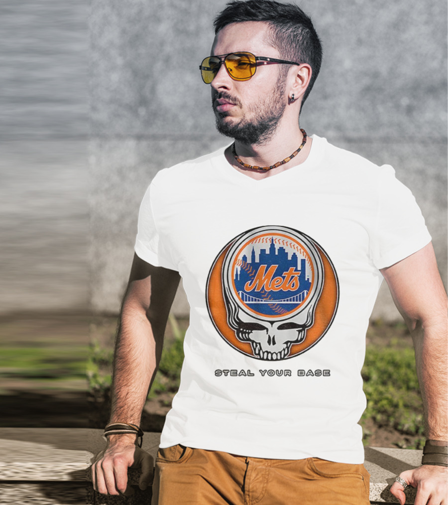 New York Mets Grateful Dead Steal Your Base MLB Skull T-Shirt