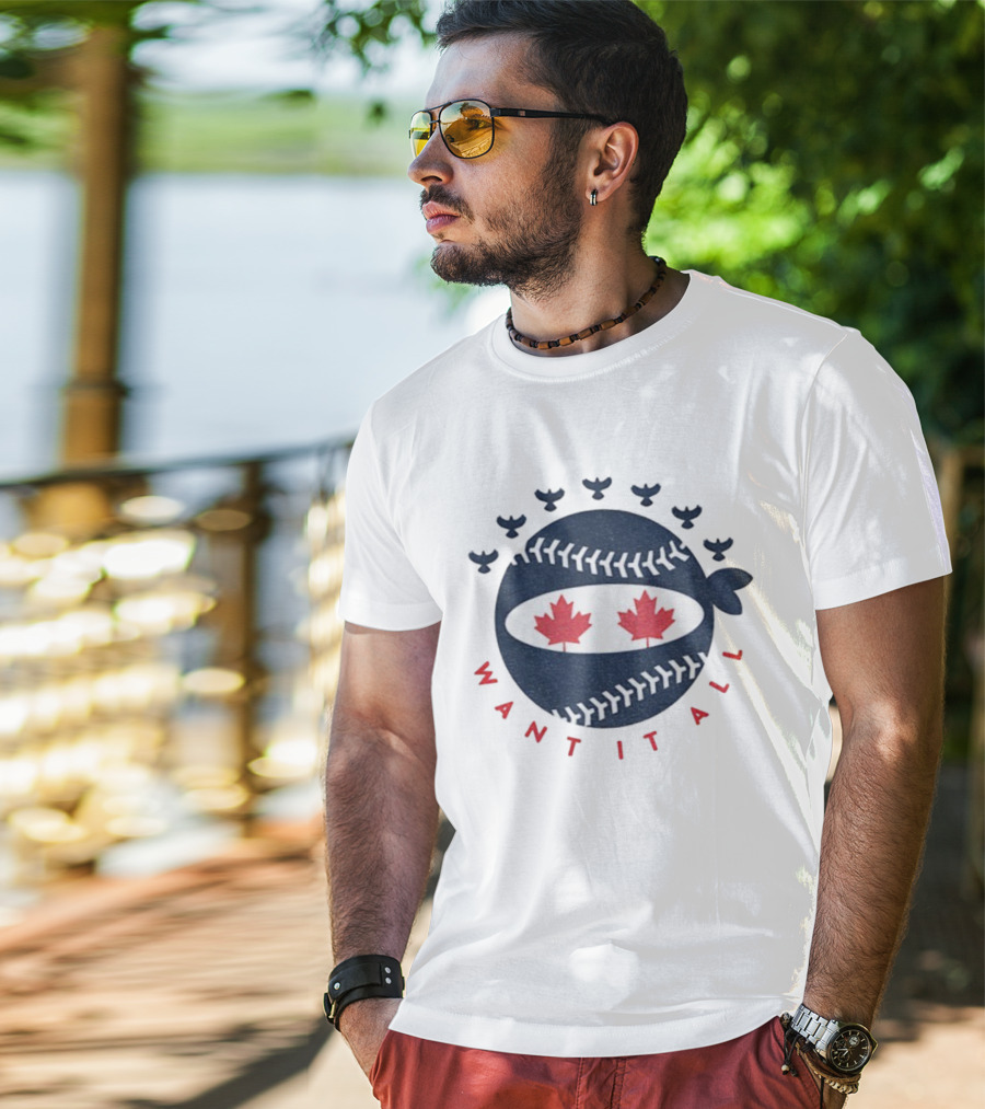 Toronto Blue Jays Pitching Ninja Maple Leaf Want It All Baseball T-Shirt