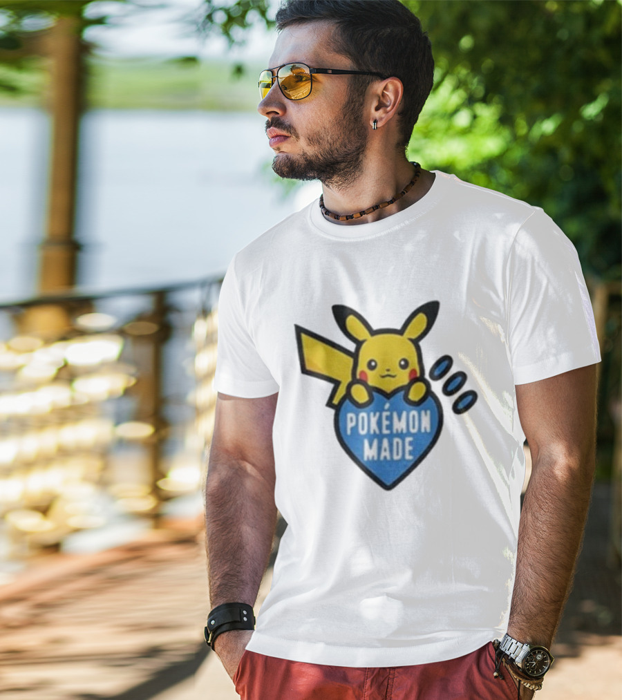 Pikachu Pokemon Made Heart Design T-Shirt