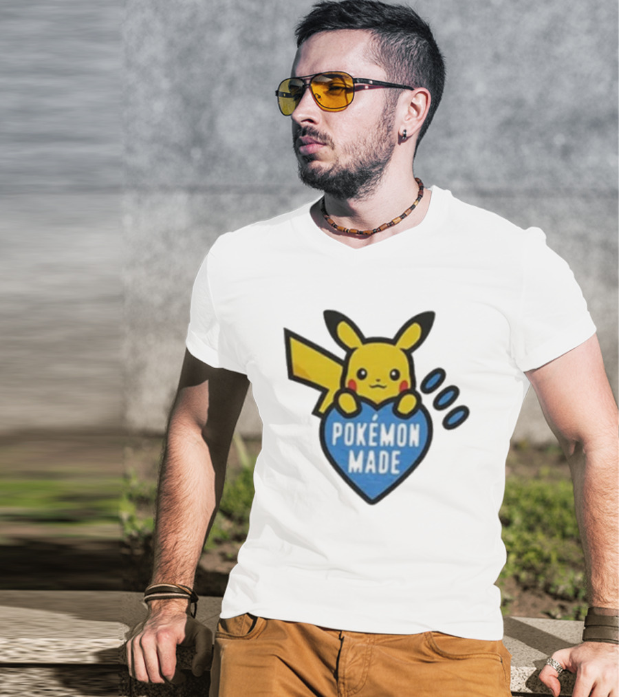 Pikachu Pokemon Made Heart Design T-Shirt