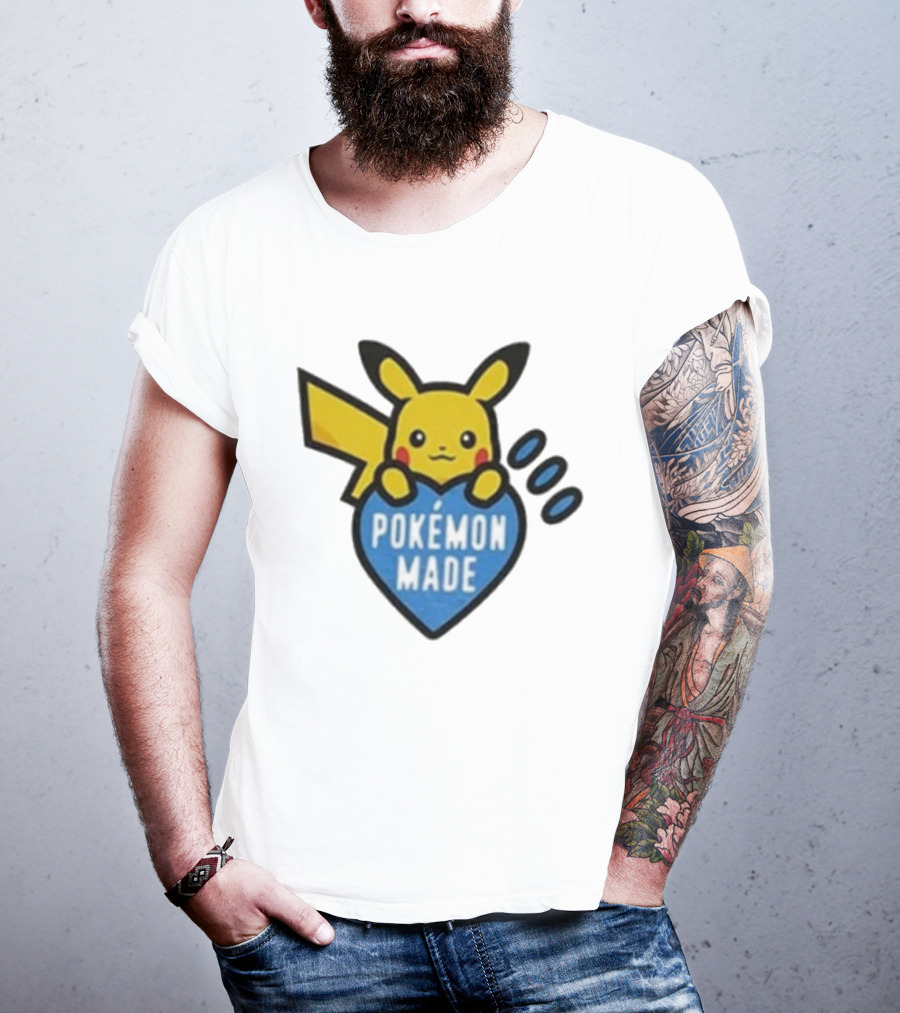 Pikachu Pokemon Made Heart Design T-Shirt