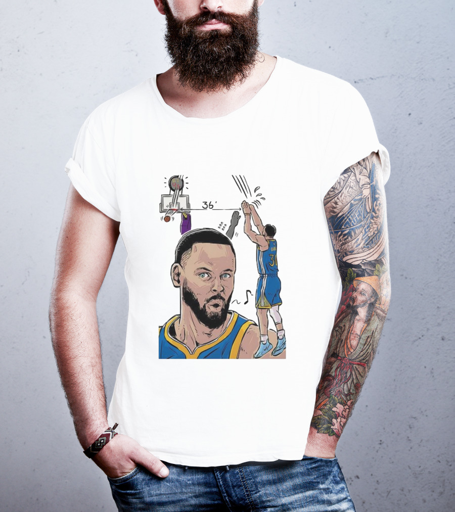 Stephen Curry Golden State Warriors NBA 36 Feet Comic Basketball Shot T-Shirt