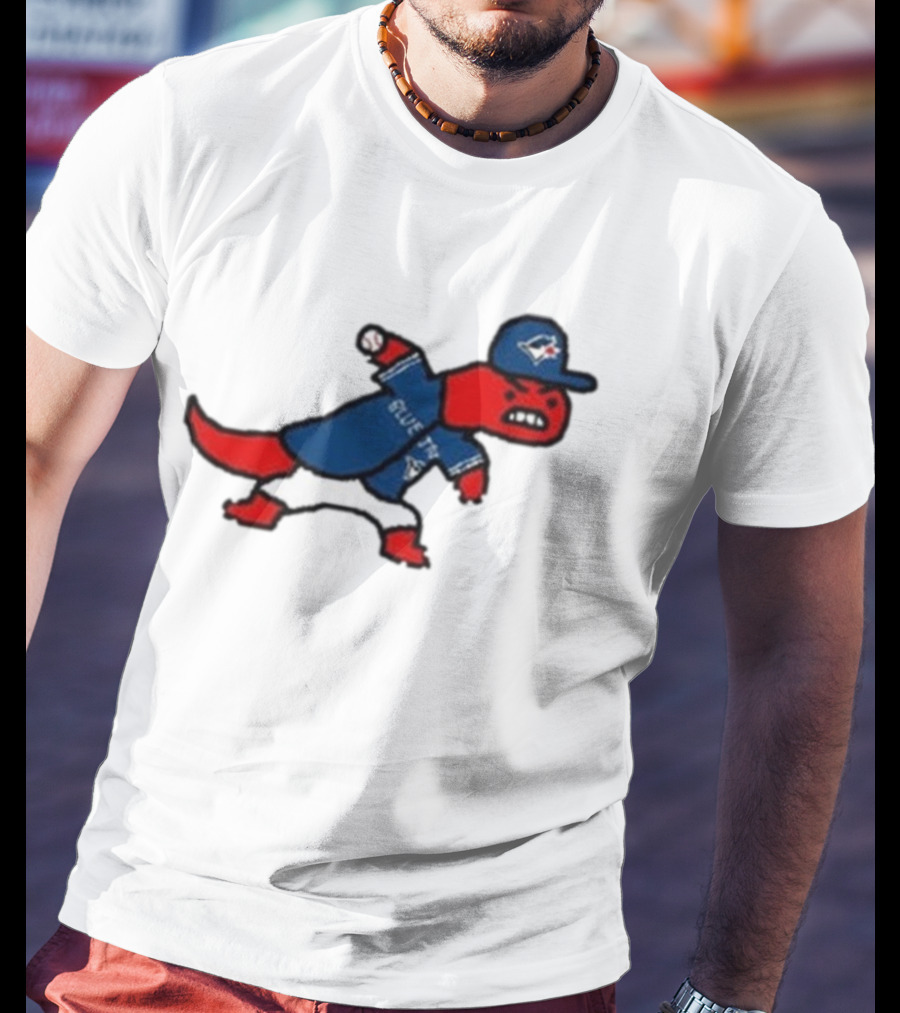 Toronto Raptors Blue Jays Crossover 2025 Mascot Baseball Throw T-Shirt