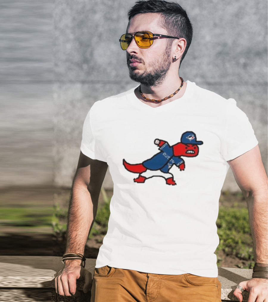 Toronto Raptors Blue Jays Crossover 2025 Mascot Baseball Throw T-Shirt