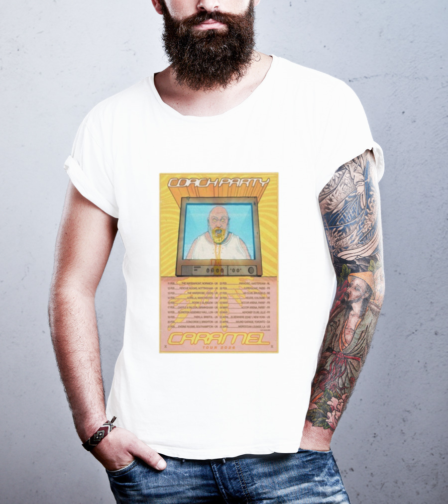 Coach Party Caramel Tour 2026 Concert Dates And Venues With Retro TV Illustration T-Shirt