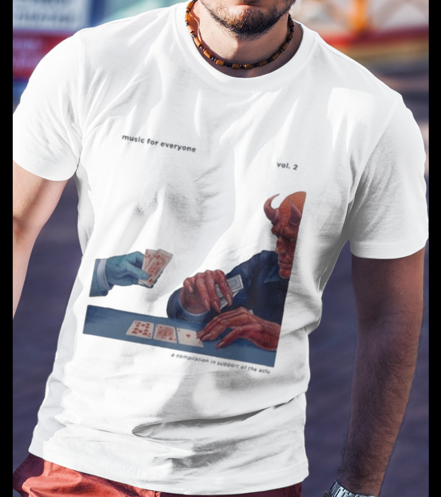 L.S. Dunes Music For Everyone Vol. 2 Satan Card Game Demon Illustration T-Shirt