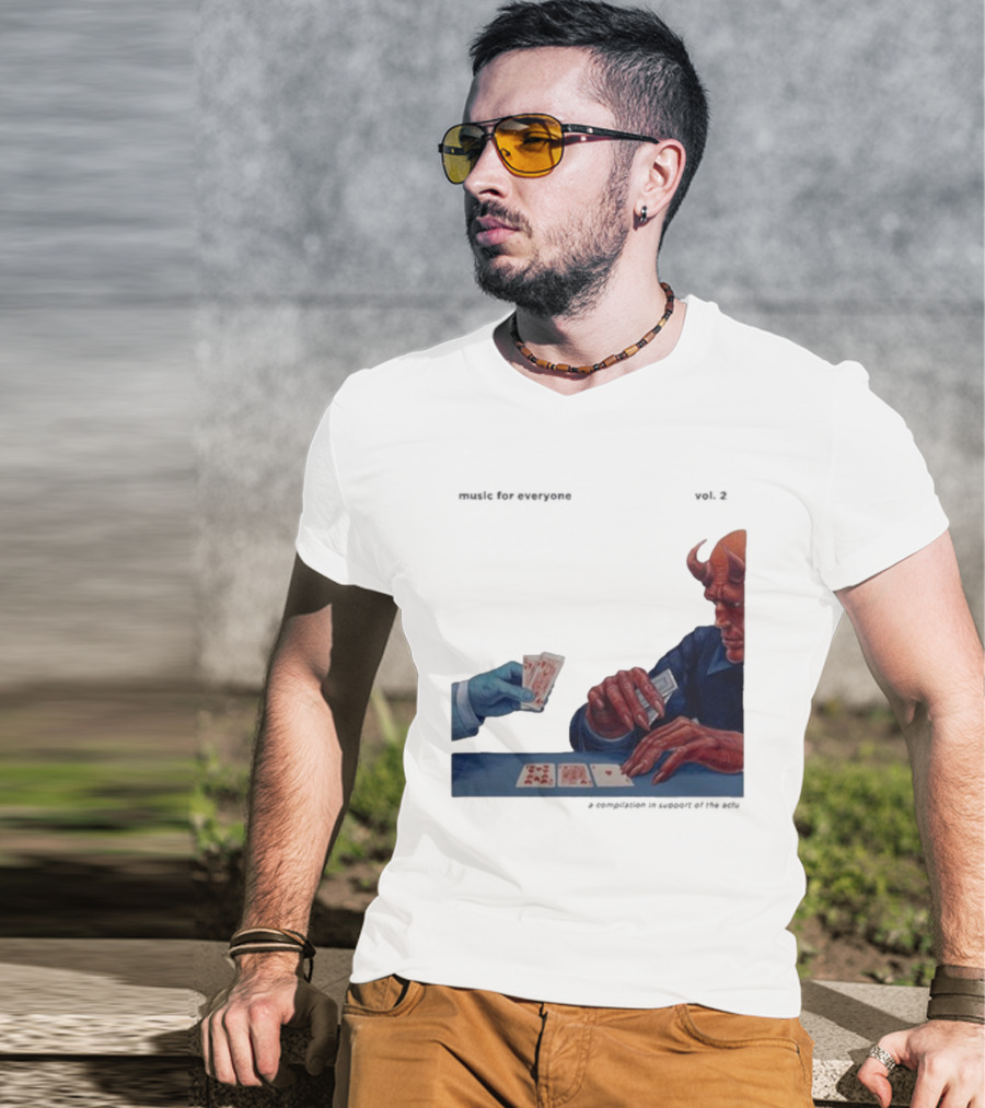 L.S. Dunes Music For Everyone Vol. 2 Satan Card Game Demon Illustration T-Shirt