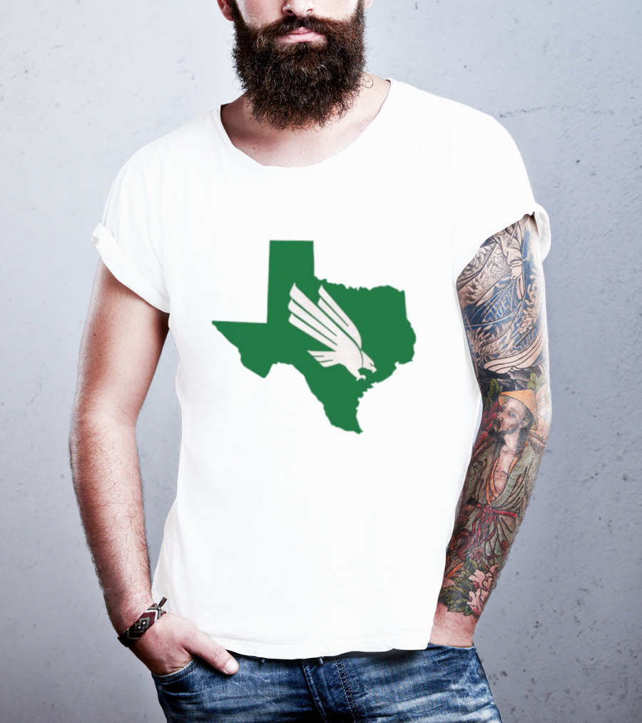 North Texas State Texas Diving Eagle Green Map T-Shirt