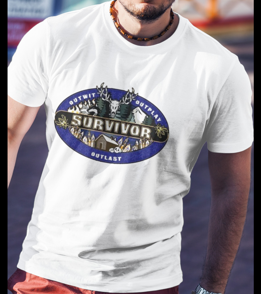 Survivor Yellowjackets Outwit Outplay Outlast Cabin Scene With Deer Skull And Mountains T-Shirt