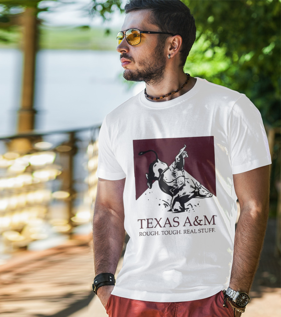 Texas A&M Rough Tough Real Stuff Bull Rider Retro T-Shirt