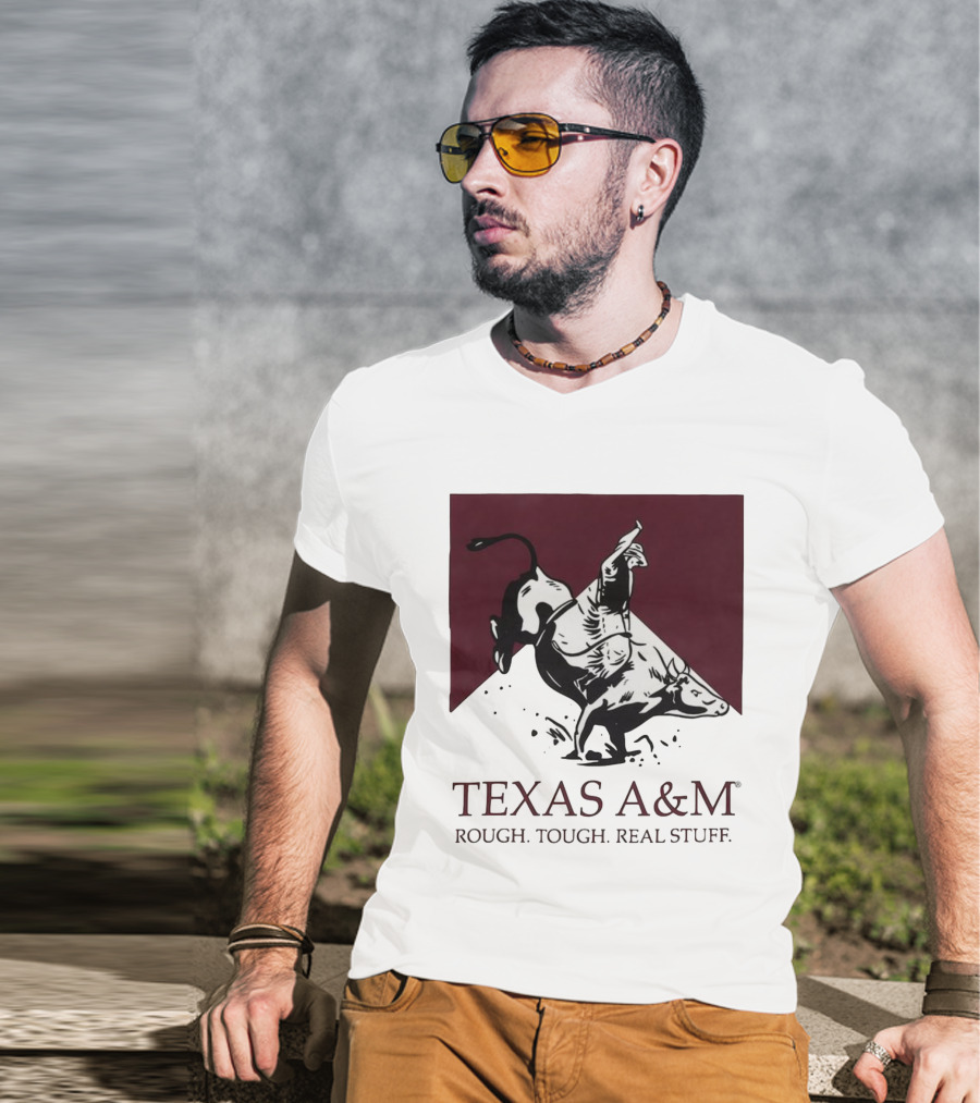 Texas A&M Rough Tough Real Stuff Bull Rider Retro T-Shirt