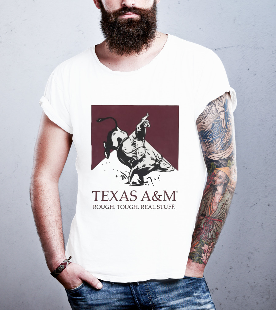 Texas A&M Rough Tough Real Stuff Bull Rider Retro T-Shirt
