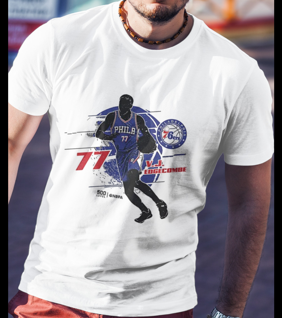 Philadelphia 76ers VJ Edgecombe Number 77 Basketball Player T-Shirt