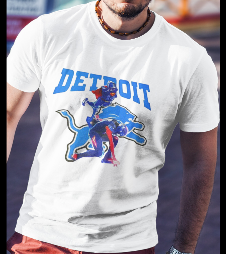 Detroit Lions Superman Crossover Athlete Leap T-Shirt