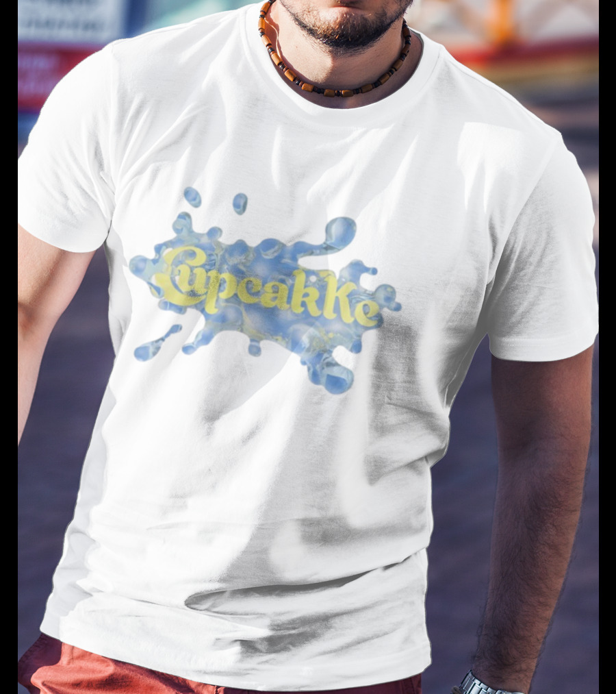 Cupcakke Yellow Text Blue Splash Design T-Shirt