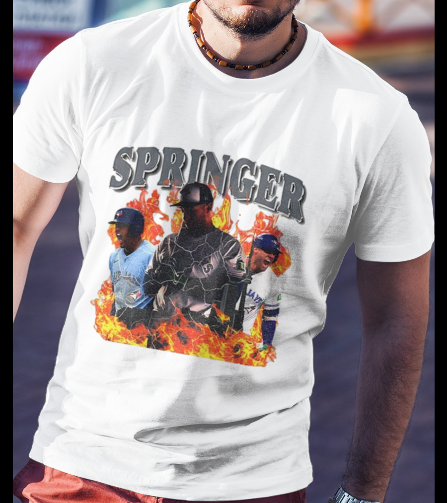 SPRINGER George Toronto Blue Jays Playoffs Fire Background T-Shirt