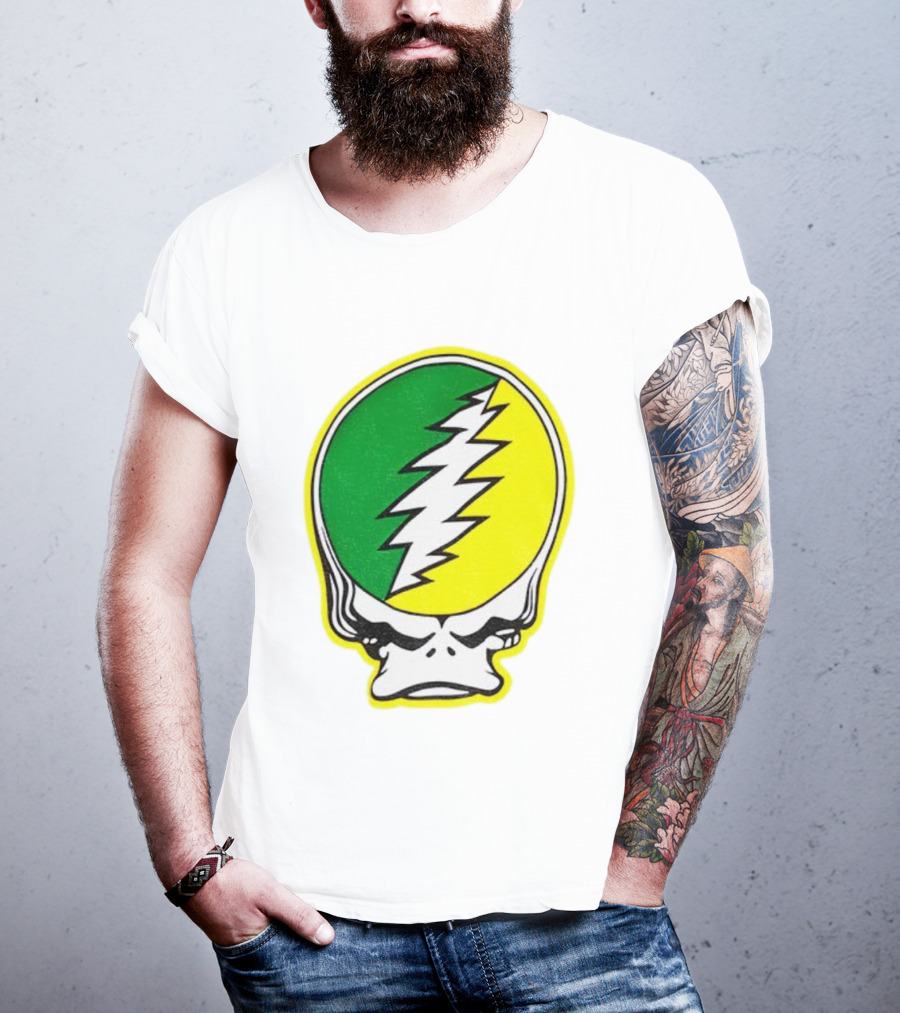 Grateful Ducks Grateful Dead Steal Your Face Green Yellow Bolt 26 T-Shirt