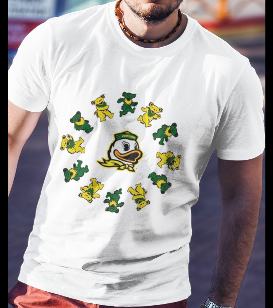Grateful Ducks Oregon Ducks Grateful Dead Bear Circle T-Shirt