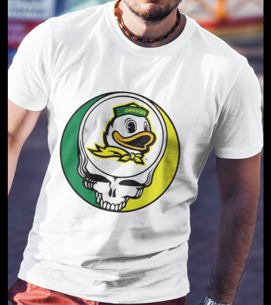 Grateful Ducks Oregon Ducks Grateful Dead Skull Icon Fusion T-Shirt