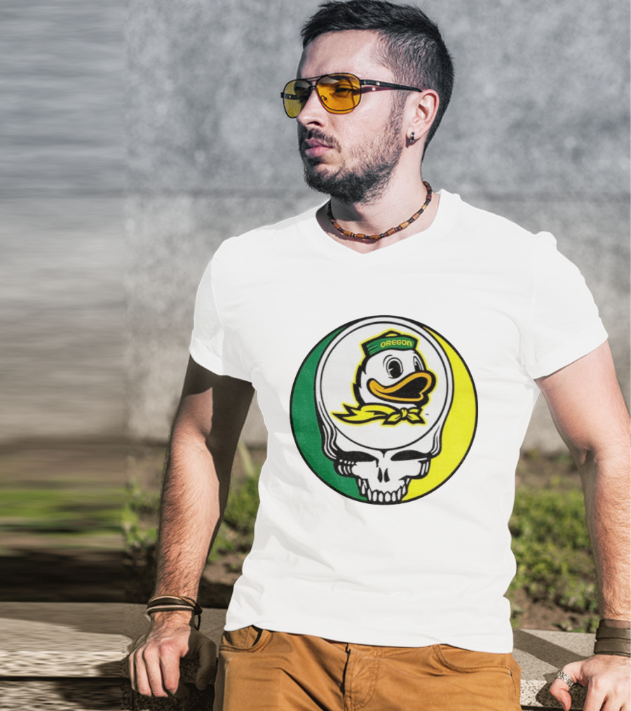 Grateful Ducks Oregon Ducks Grateful Dead Skull Icon Fusion T-Shirt