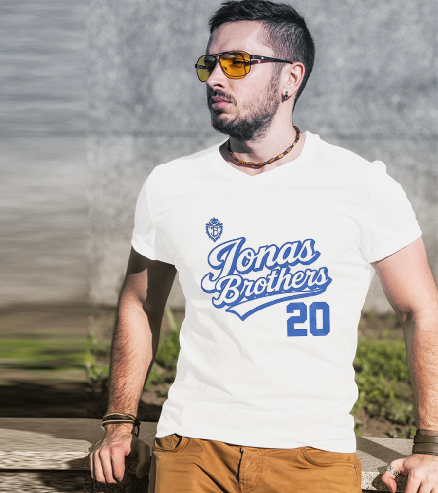 Jonas Brothers Blue Script 20 Tour Design T-Shirt