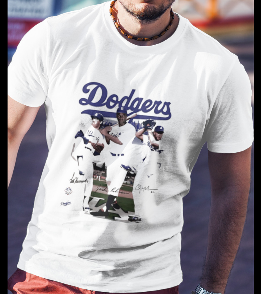 Los Angeles Dodgers Mookie Betts Steve Sax Clayton Kershaw Signatures Vintage Style T-Shirt