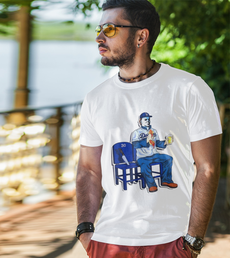 Michael Myers Dodgers Dave Roberts Hot Dog Beer MLB 2025 T-Shirt