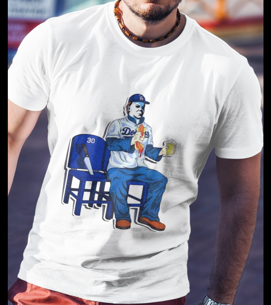 Michael Myers Dodgers Dave Roberts Hot Dog Beer MLB 2025 T-Shirt