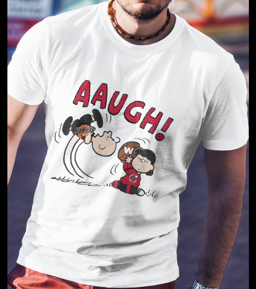Peanuts Charlie Brown Cincinnati Cyclones Vs Komets Hockey AAUGH! Lucy Linus T-Shirt