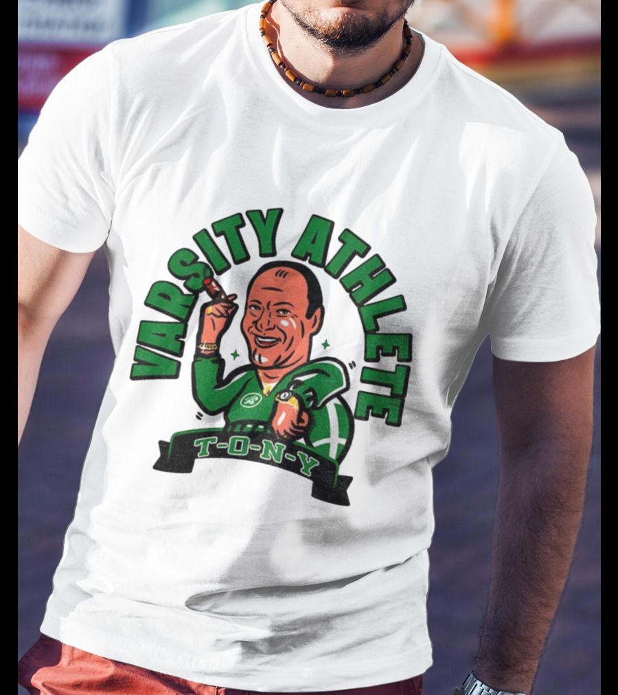 Varsity Athlete T-O-N-Y New York Jets Cartoon T-Shirt
