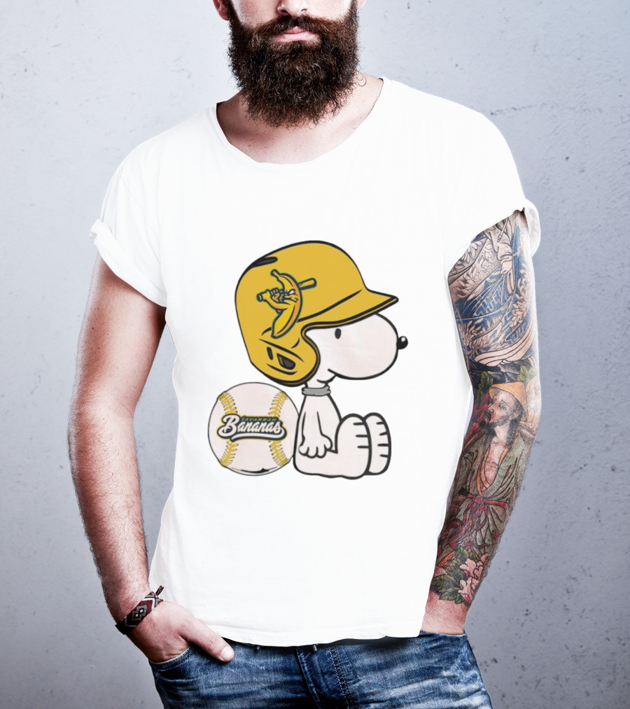 Snoopy Savannah Bananas Baseball Helmet And Ball T-Shirt