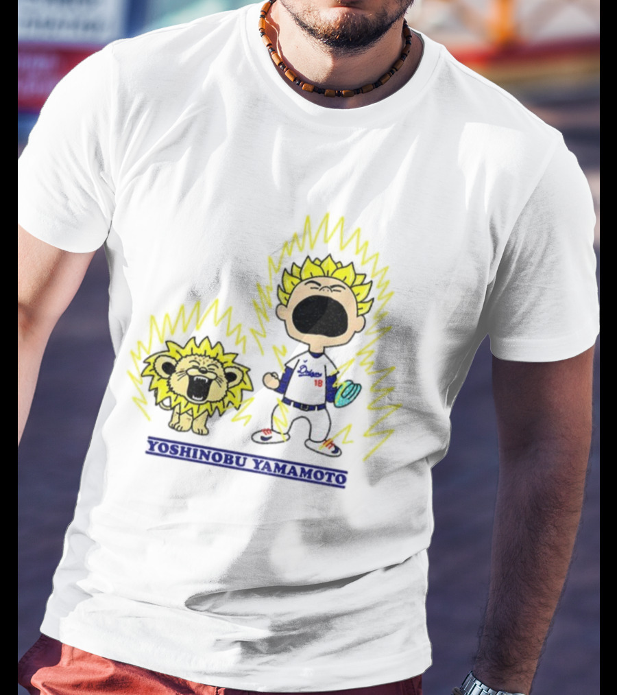 Yoshinobu Yamamoto Charlie Brown Los Angeles Dodgers 18 MLB Super Saiyan Dragon Ball T-Shirt