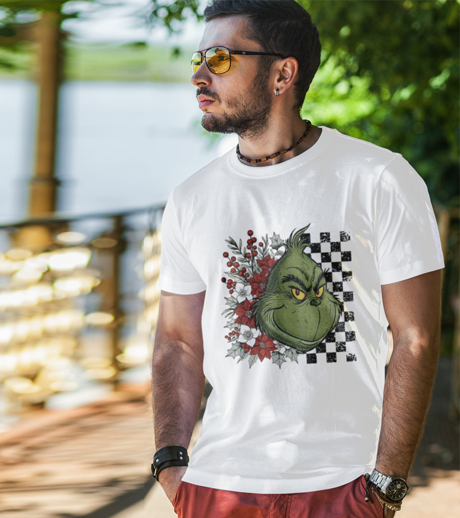 Grinch Floral Christmas Characters Merry Christmas 2025 Festive Design T-Shirt