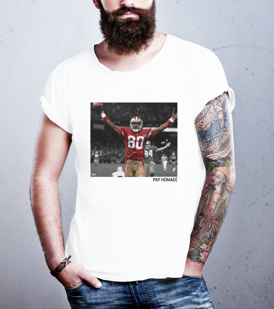 Jerry Rice 80 San Francisco 49ers NFL Pay Homage Legendary Football Hero T-Shirt