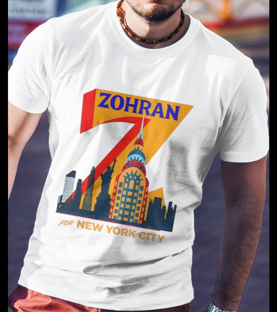 Zohran 2025 New York City Skyline Mayor Mamdani Campaign T-Shirt