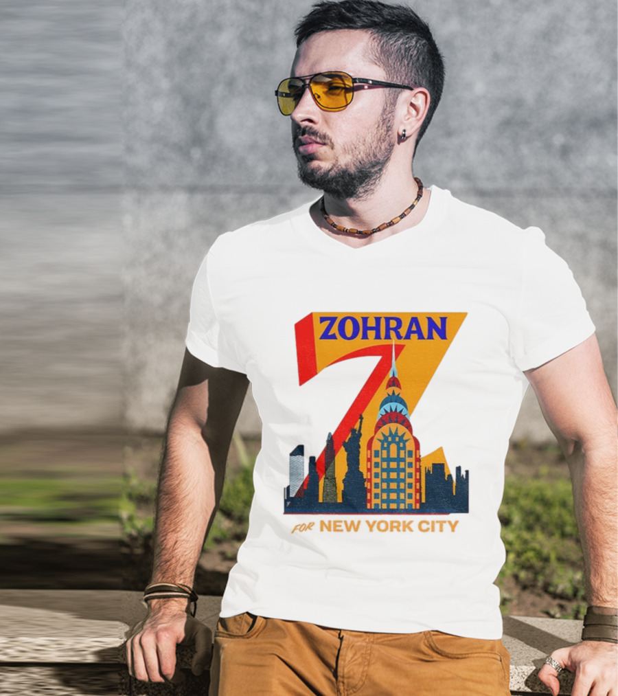Zohran 2025 New York City Skyline Mayor Mamdani Campaign T-Shirt