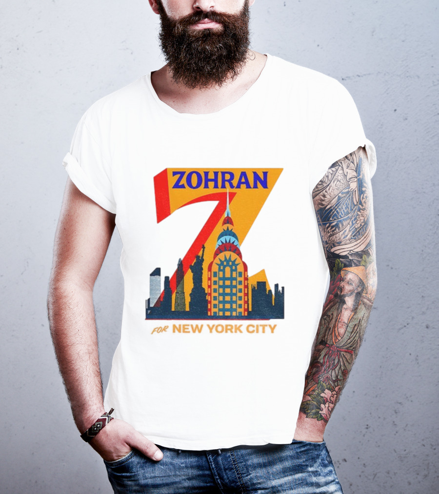 Zohran 2025 New York City Skyline Mayor Mamdani Campaign T-Shirt