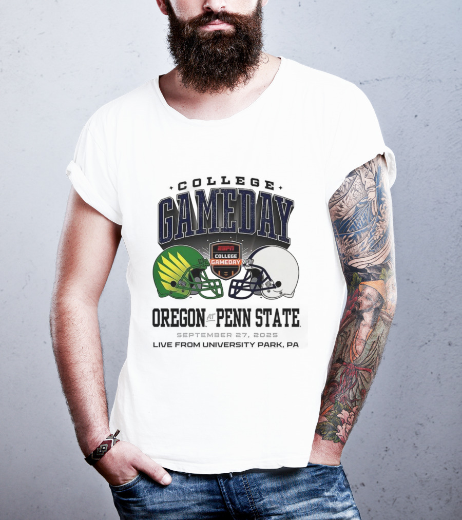 Gameday Oregon Ducks Vs Penn State Nittany Lions ESPN College Football 2025 Helmet Showdown T-Shirt
