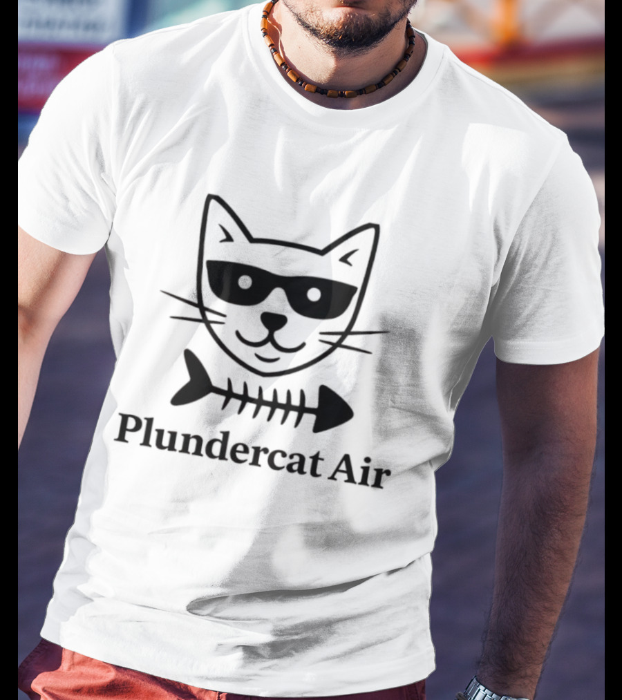 Plundercat Air Cat Glasses Fishbone T-Shirt