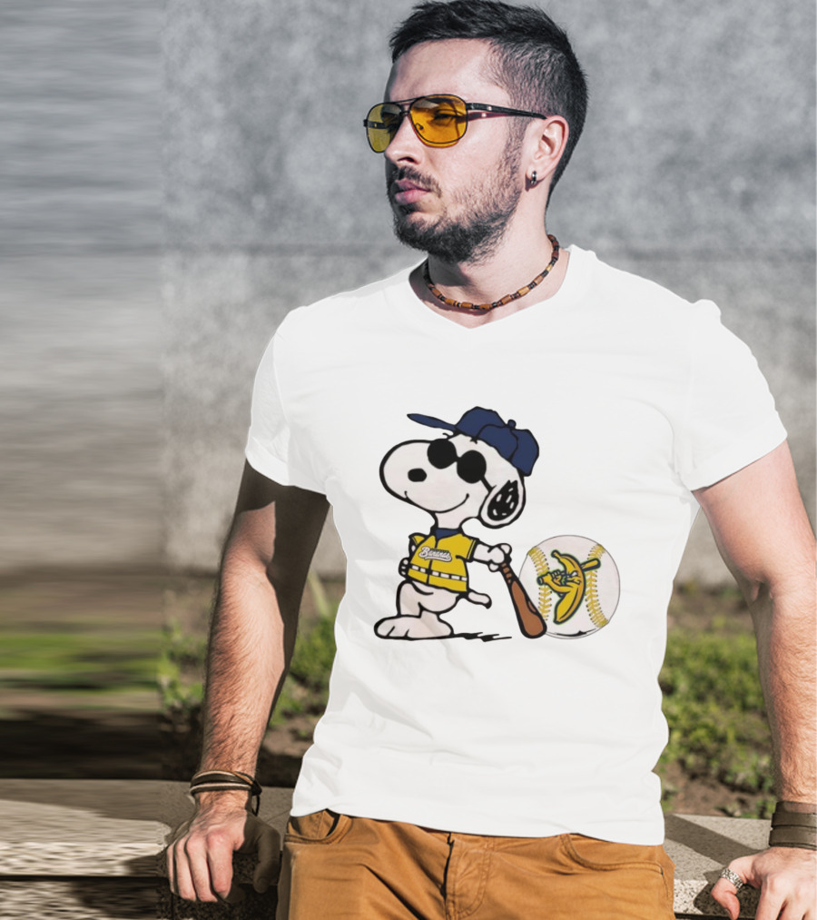 Snoopy Savannah Bananas Baseball Team Collaboration Yellow Jersey Peanuts Character T-Shirt