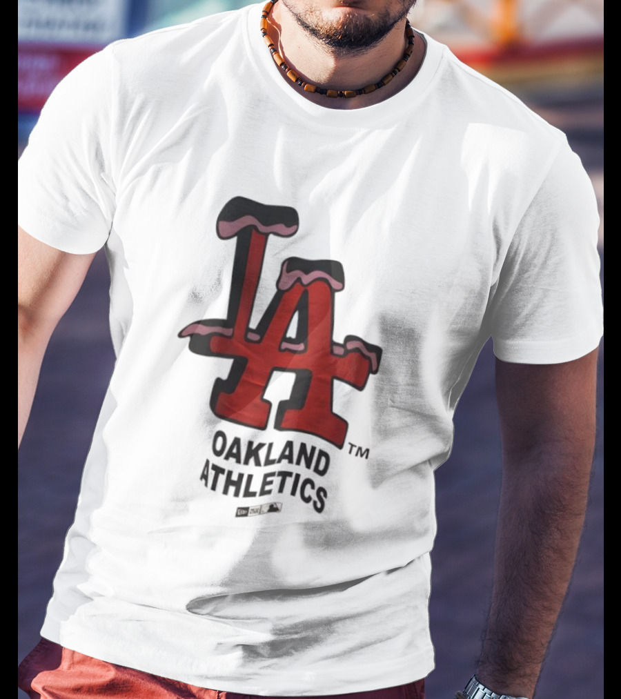 Los Angeles Dodgers Oakland Athletics Snow-Capped Letters T-Shirt